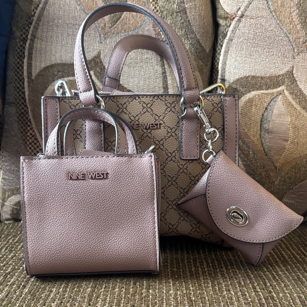Nine West Taupe Satchel Set